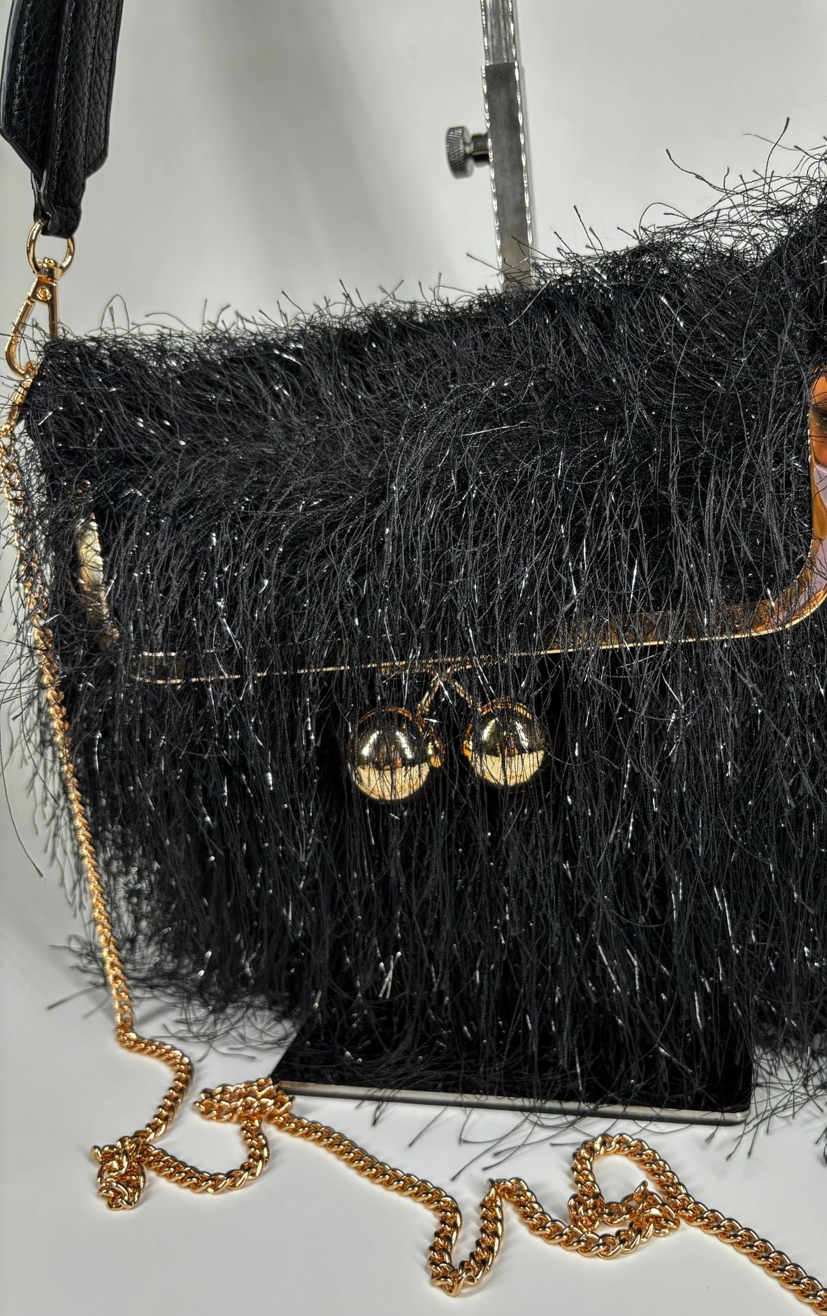 Borsa a Spalla con Frange - Nero