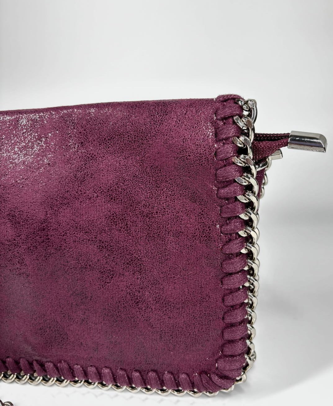 Pochette Effetto Scamosciato -  Prugna e Argento