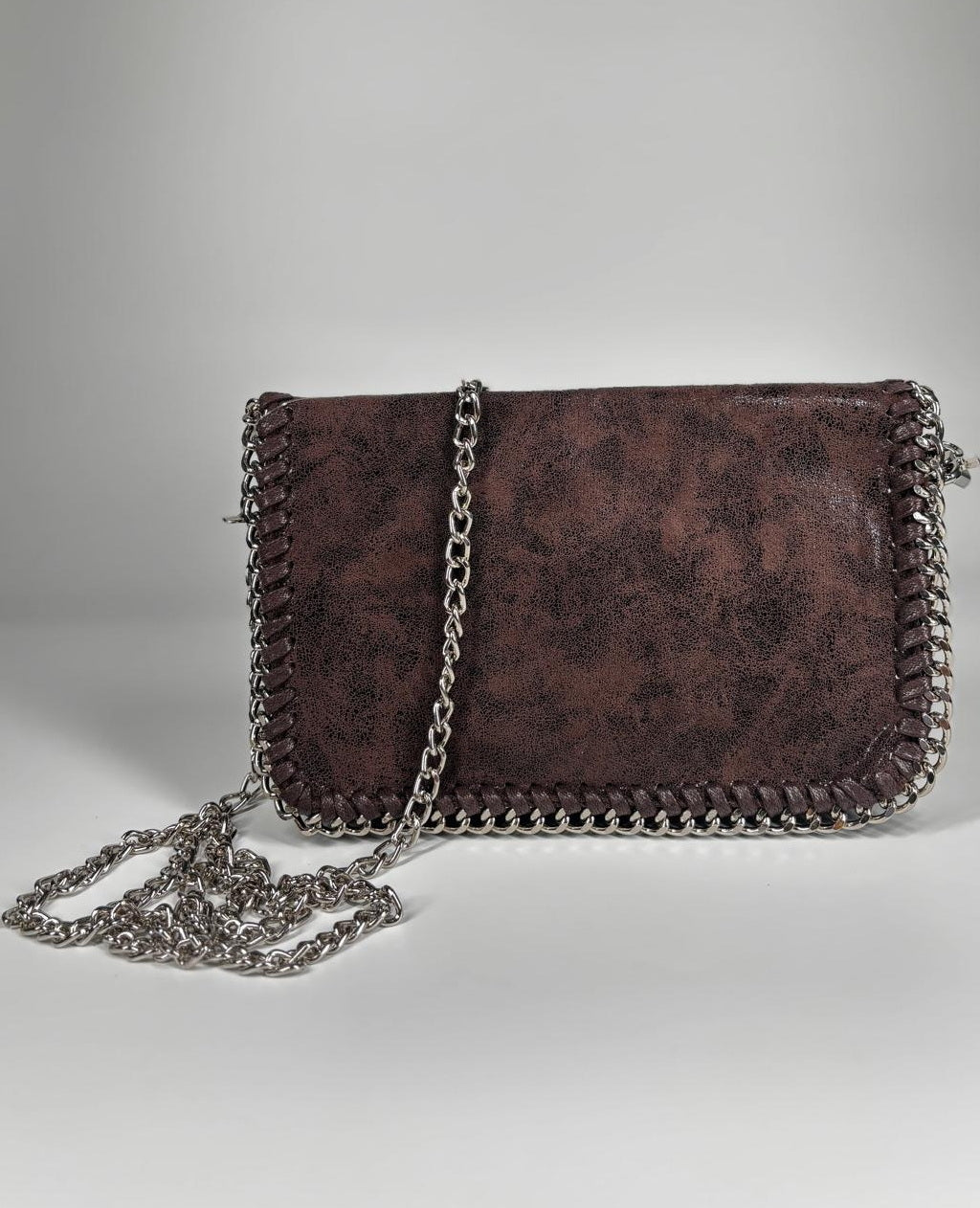 Pochette Effetto Scamosciato -  Marrone