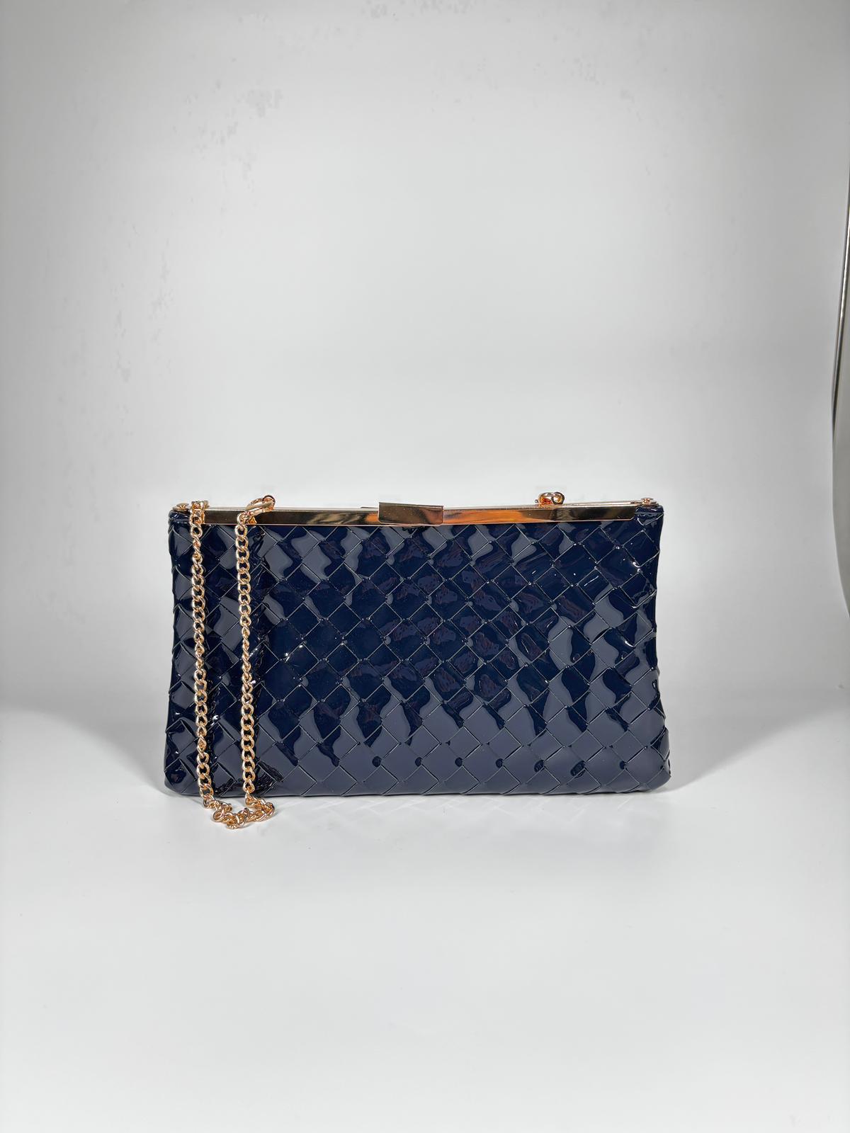 Clutch Intrecciata Lucida - Blu