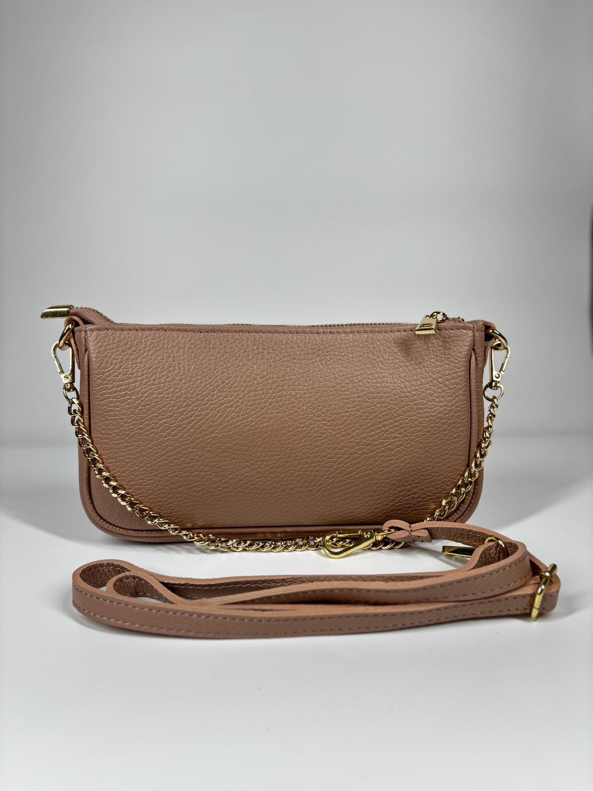 Pochette in vera pelle - Nude