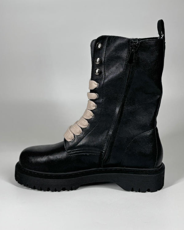 Anfibio combat in ecopelle - nero