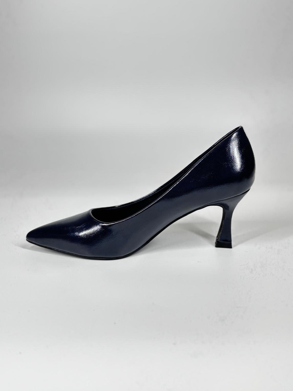 Décolleté  con Tacco Scultura - Blu Lucido