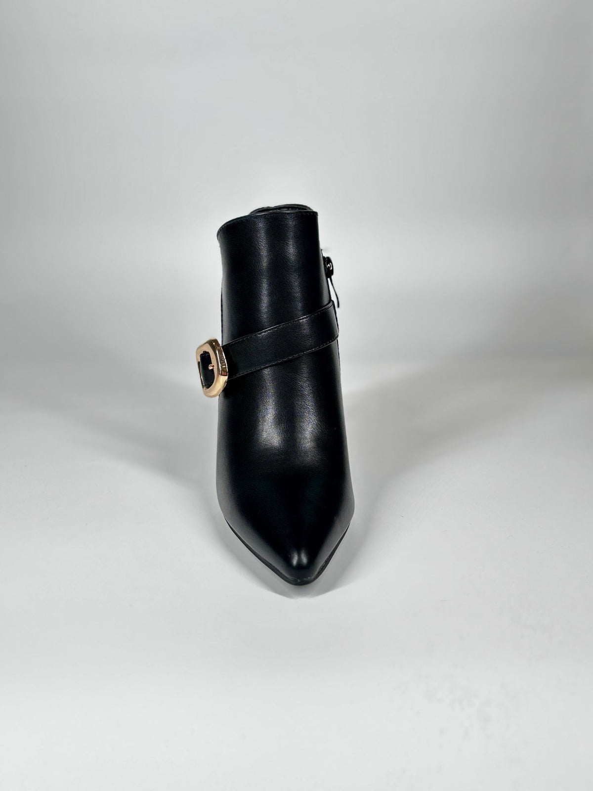 Stivaletto Tacco a Spillo in Ecopelle con Fibbia Oro - Nero