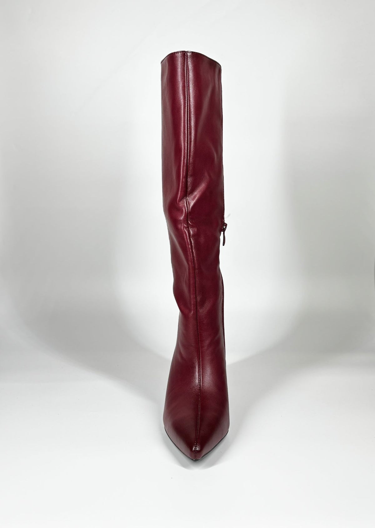 Stivale Alto in ecoPelle con Tacco Kitten - Bordeaux