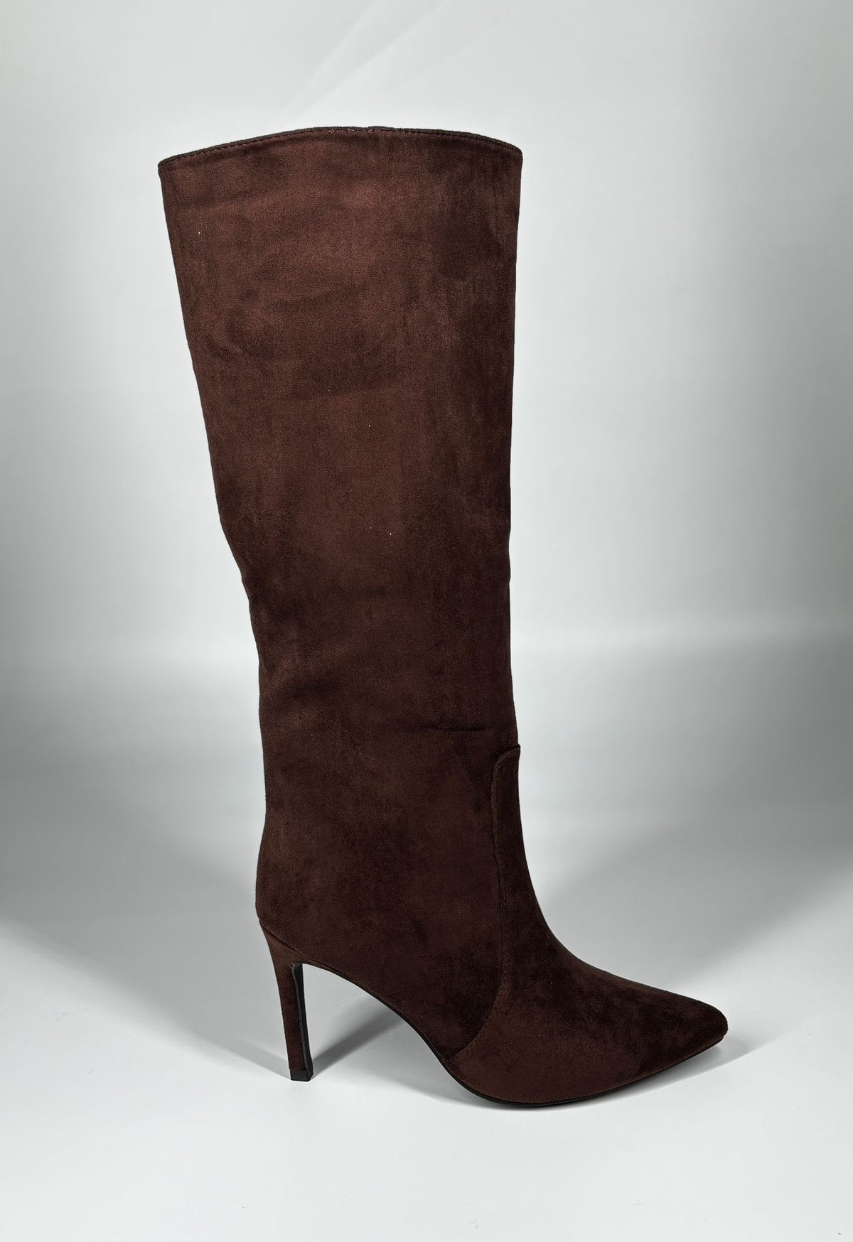 Stivale Alto in Camoscio con Tacco Stiletto - Testa di Moro