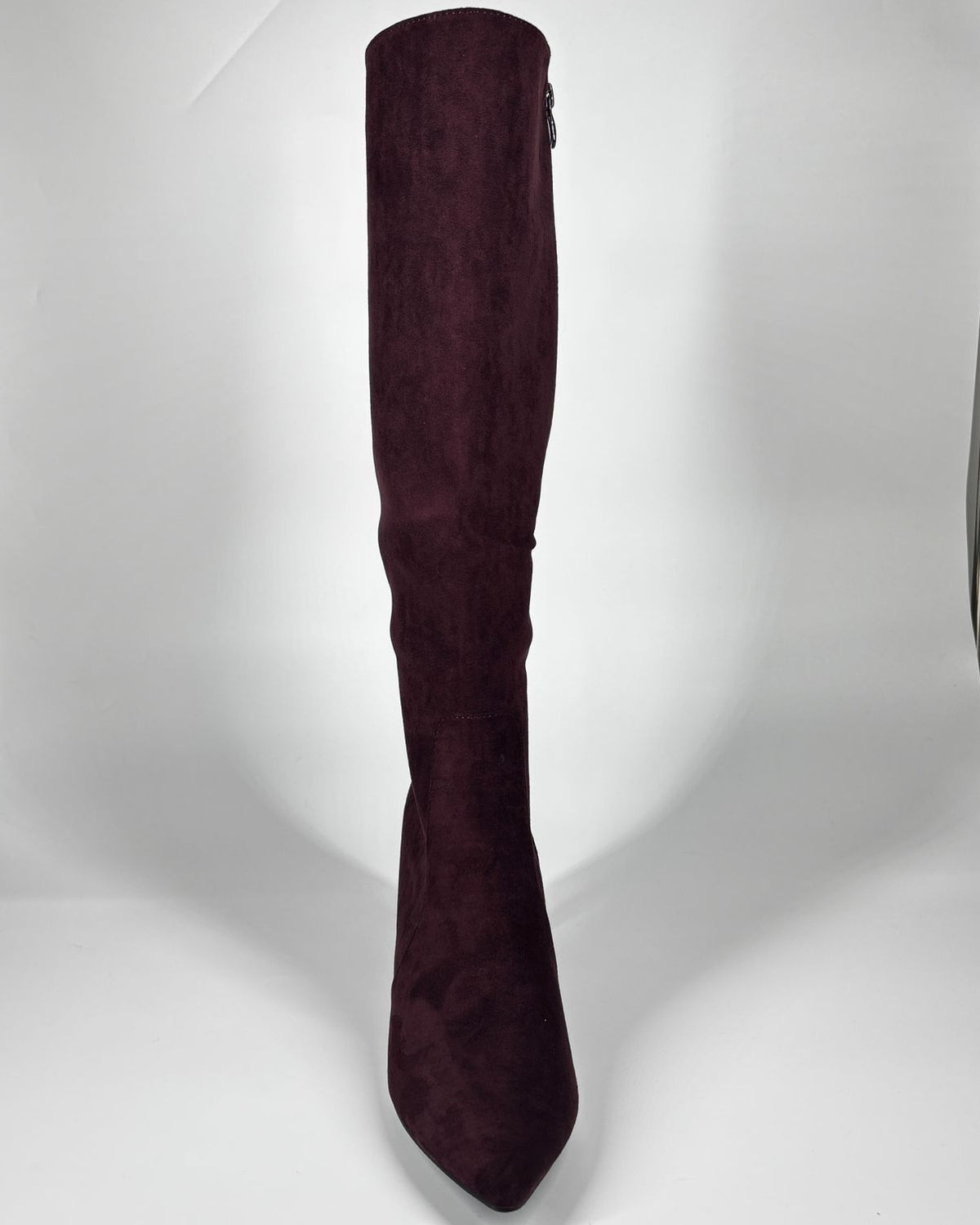 Stivale Alto in Camoscio con Tacco Stiletto - Bordeaux