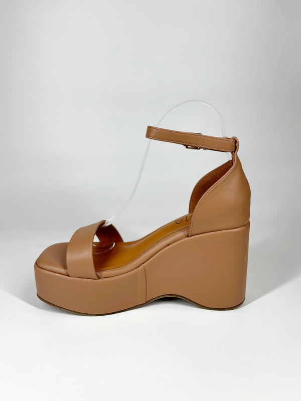 Sandalo Platform con Zeppa Scultorea – Marrone