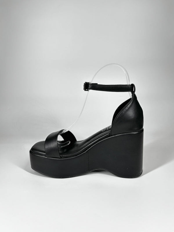 Sandalo Platform con Zeppa Scultorea – Nero