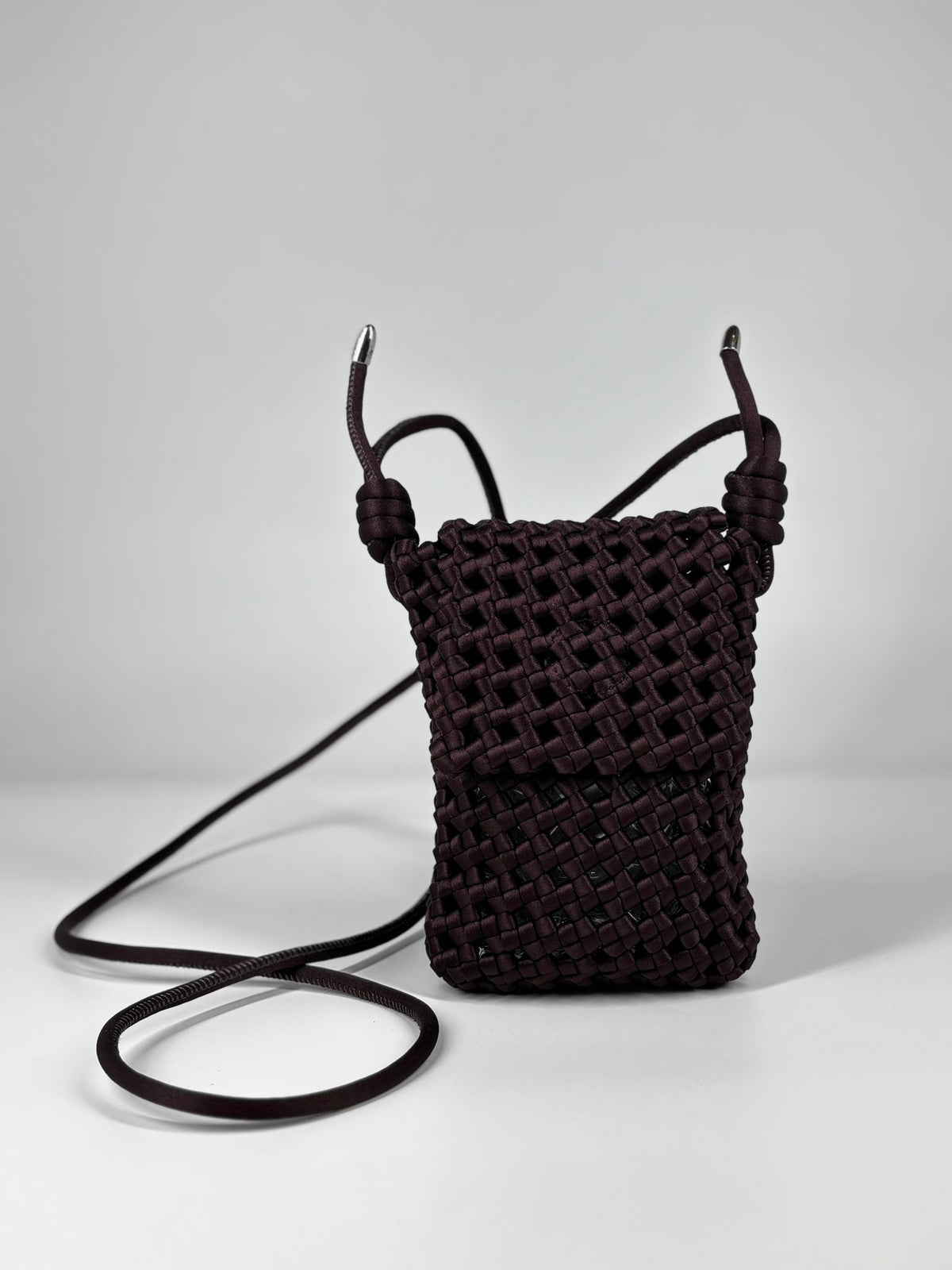 Porta Cellulare Intrecciato in Satin - Marrone