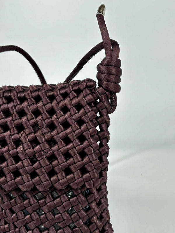 Porta Cellulare Intrecciato in Satin - Marrone