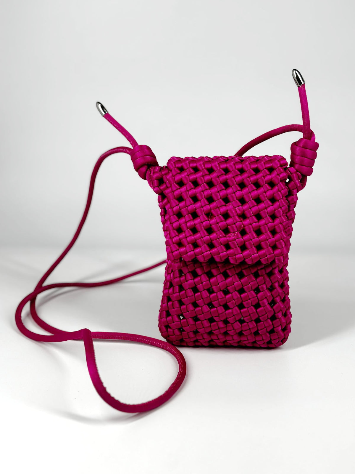 Porta Cellulare Intrecciato in Satin - Fucsia