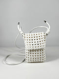 Porta Cellulare Intrecciato in Satin - Bianco
