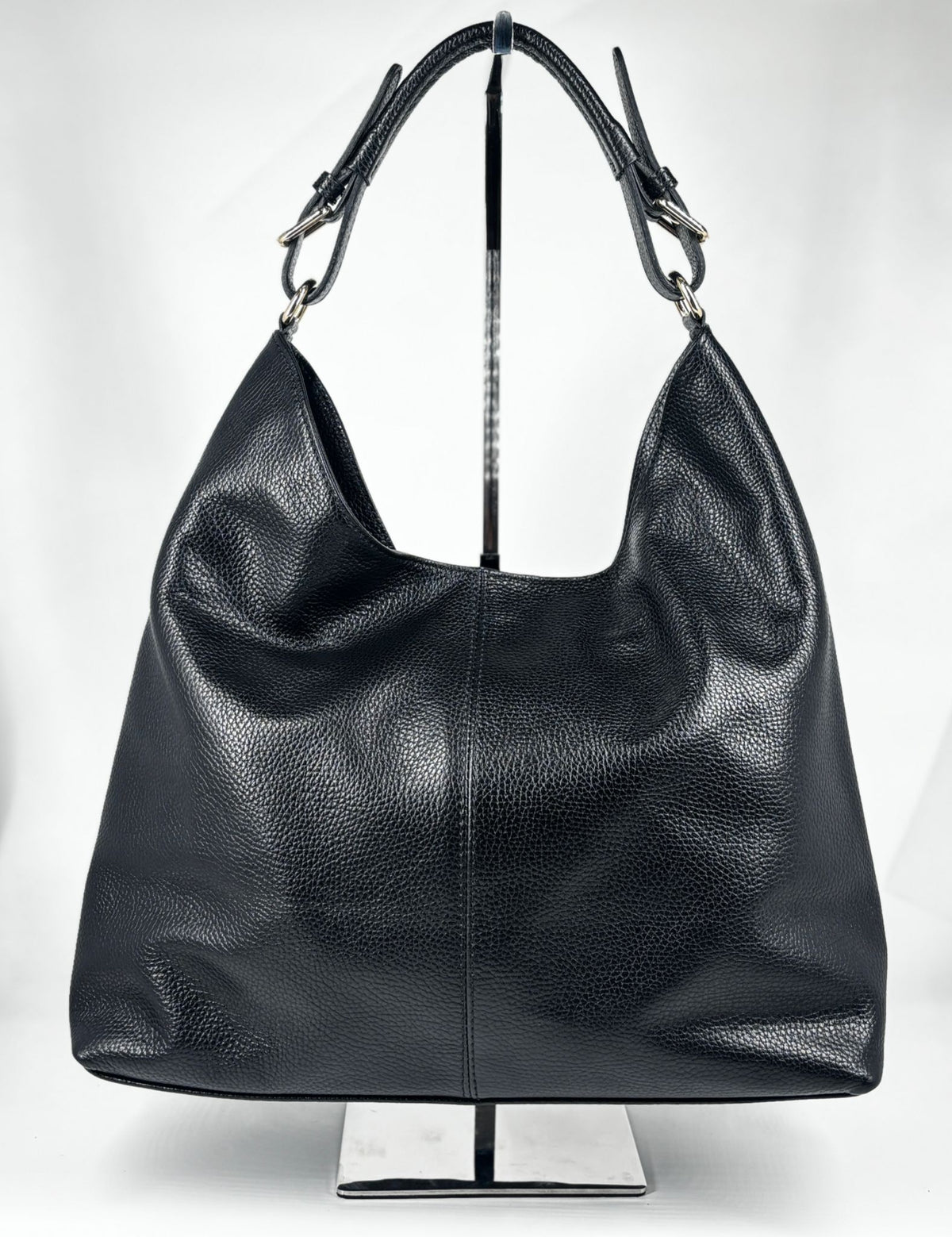 Borsa a Spalla Morbida in Pelle - Nero