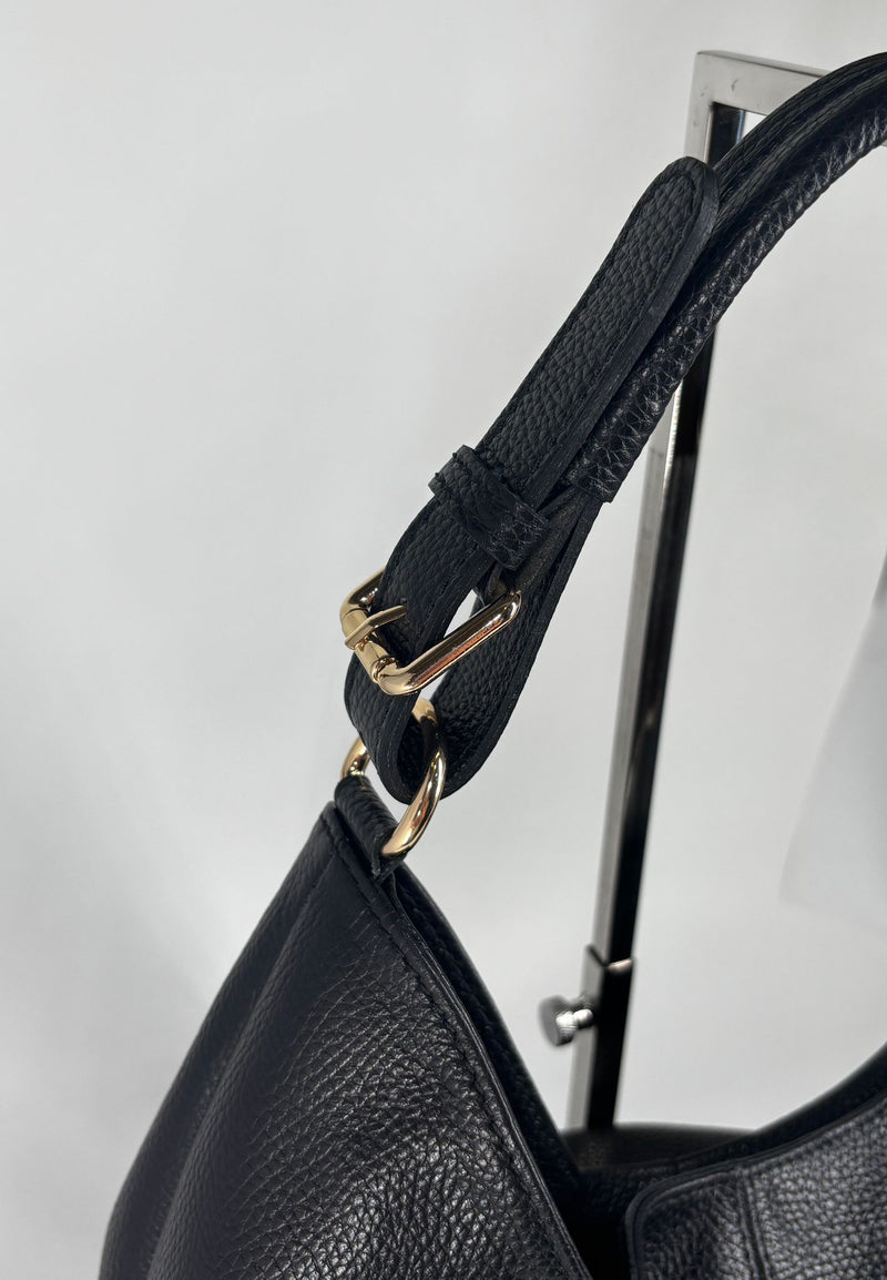 Borsa a Spalla Morbida in Pelle - Nero