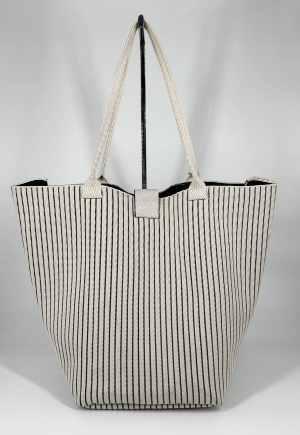 Borsa Maxi a righe - Bianco