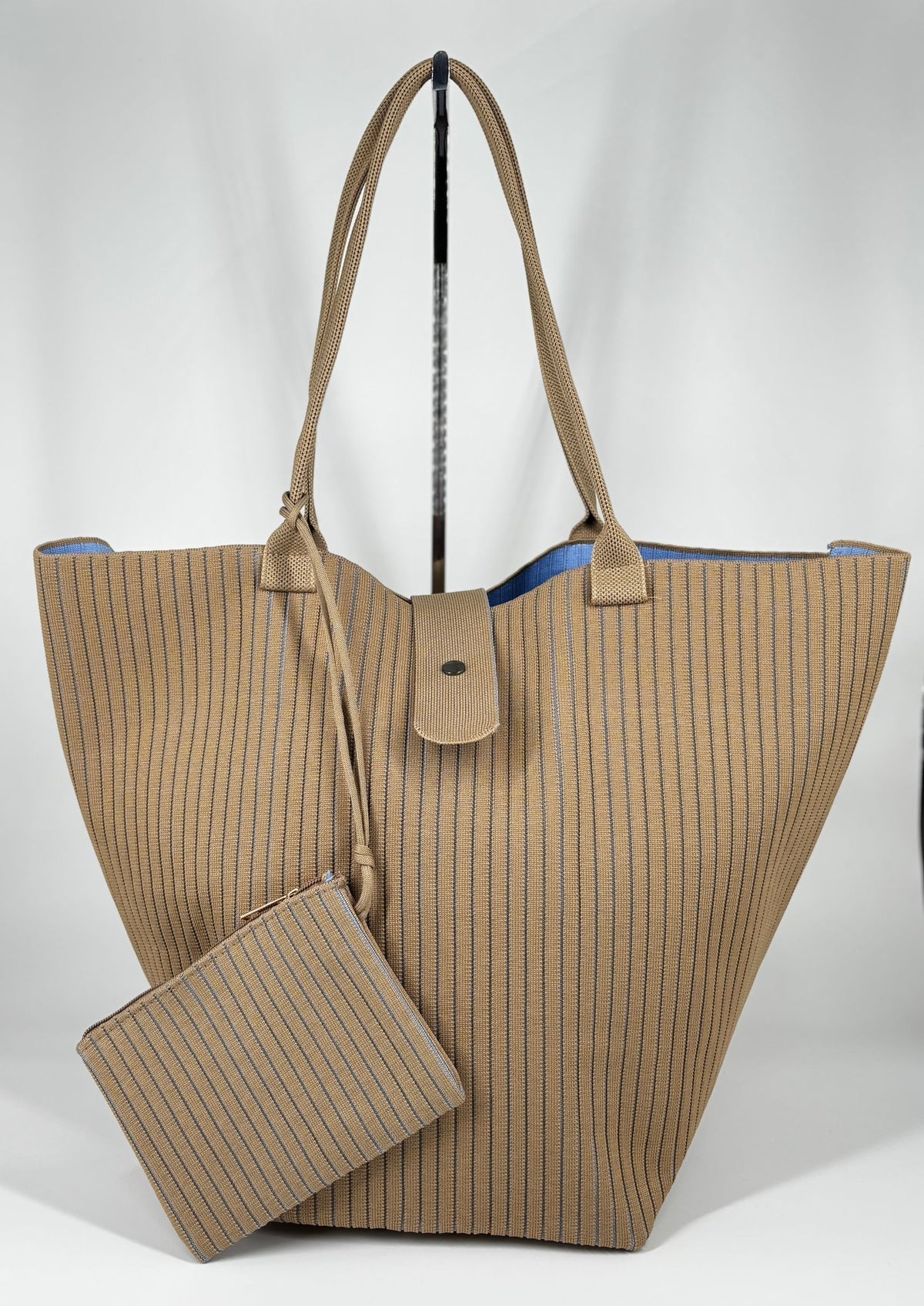 Borsa Maxi a righe - Cammello scuro