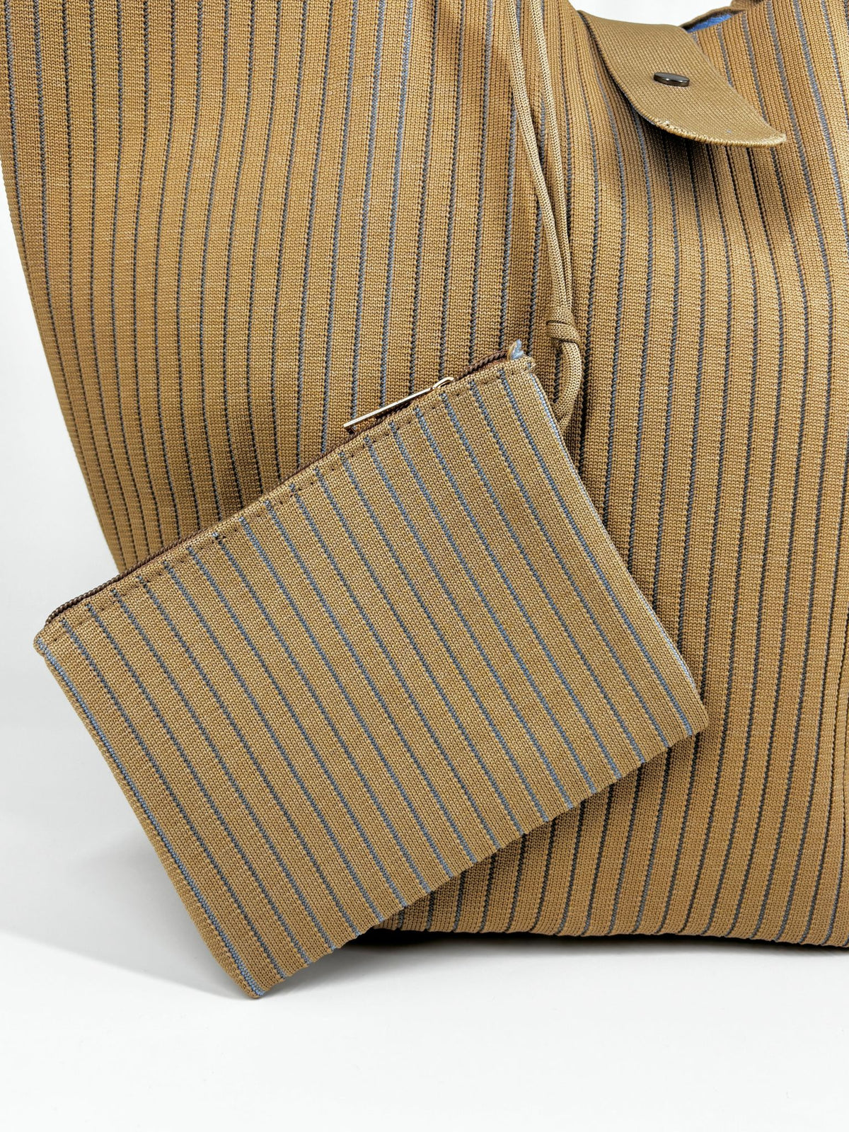 Borsa Maxi a righe - Cammello scuro