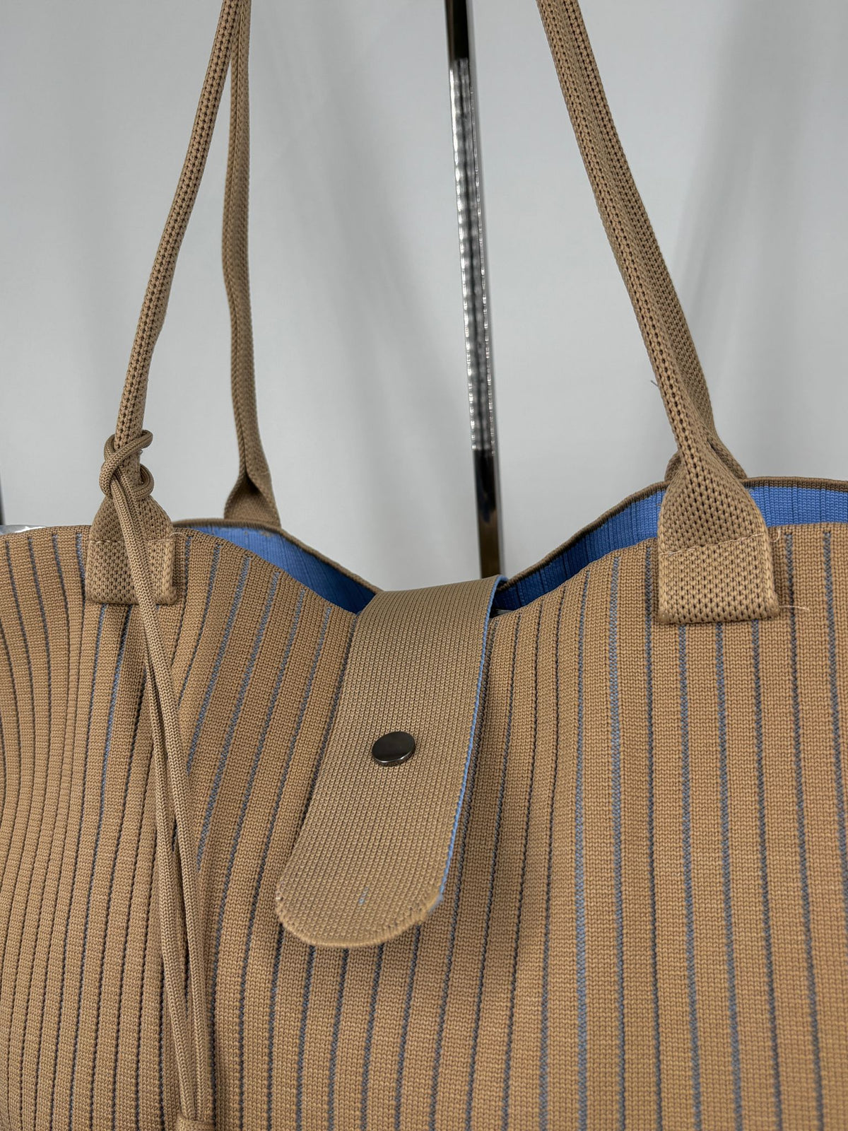 Borsa Maxi a righe - Cammello scuro