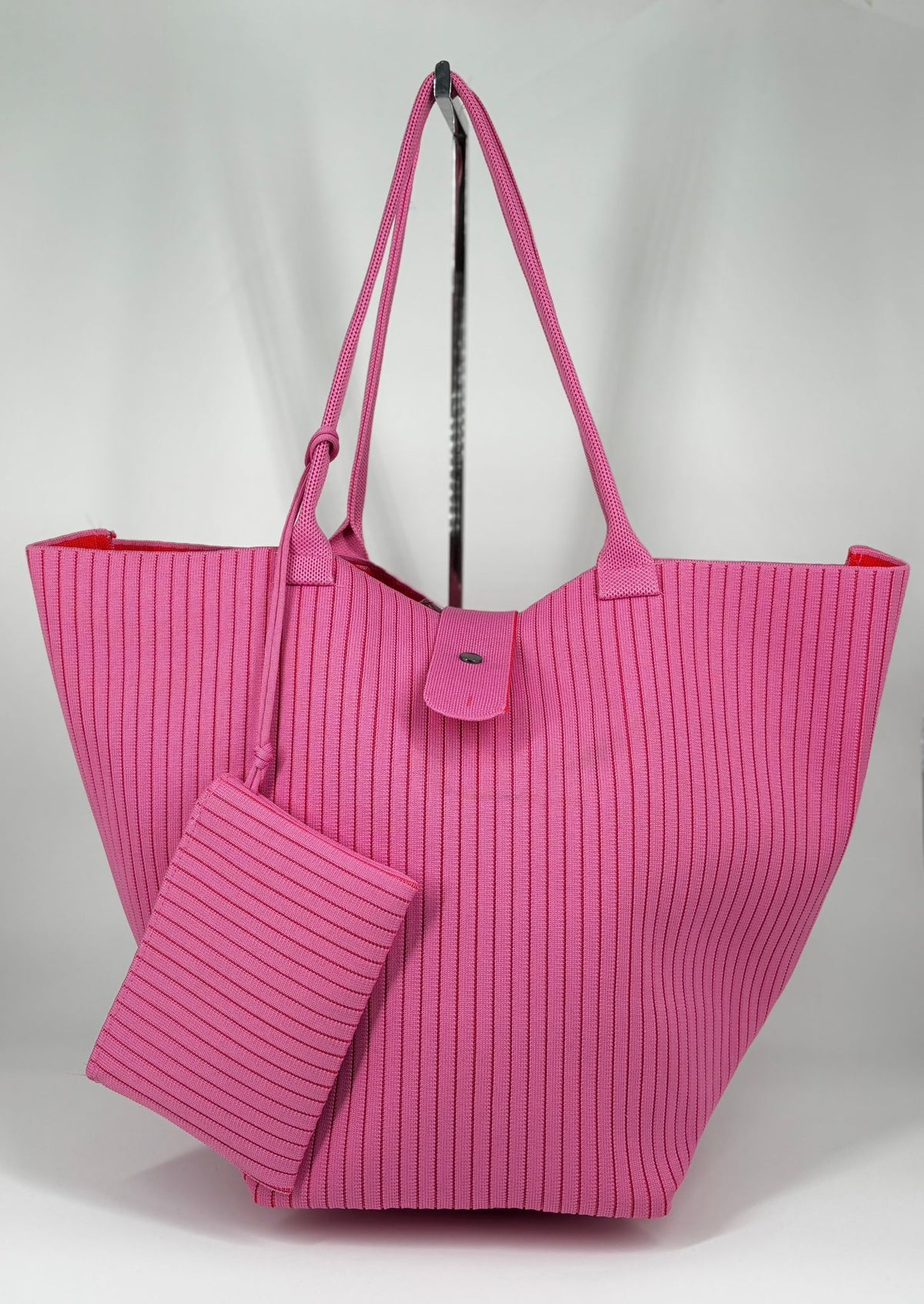 Borsa Maxi a righe - Fucsia