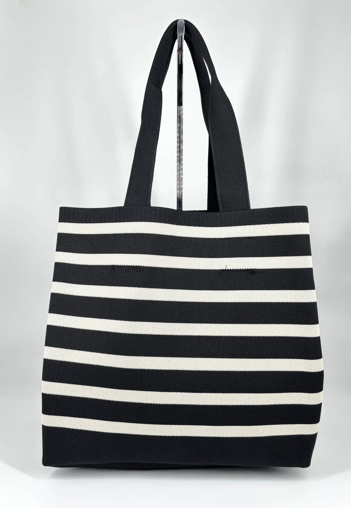 Tote Bag Navy Chic a Righe Orizzontali - Nera