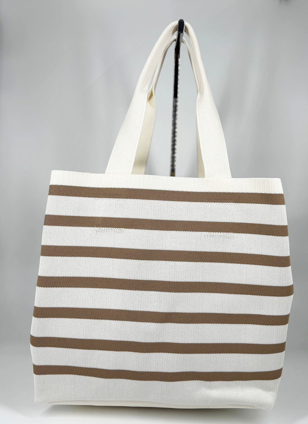 Tote Bag Navy Chic a Righe Orizzontali - Beige