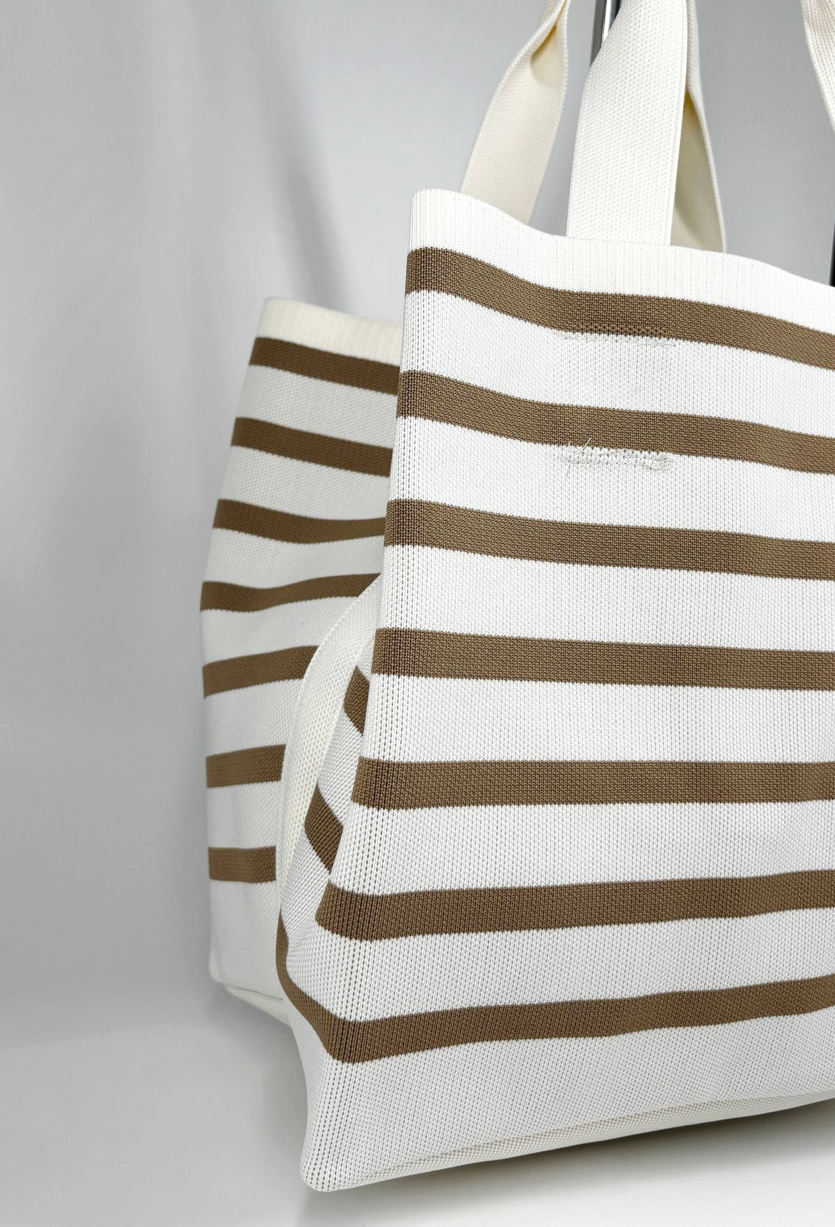 Tote Bag Navy Chic a Righe Orizzontali - Beige