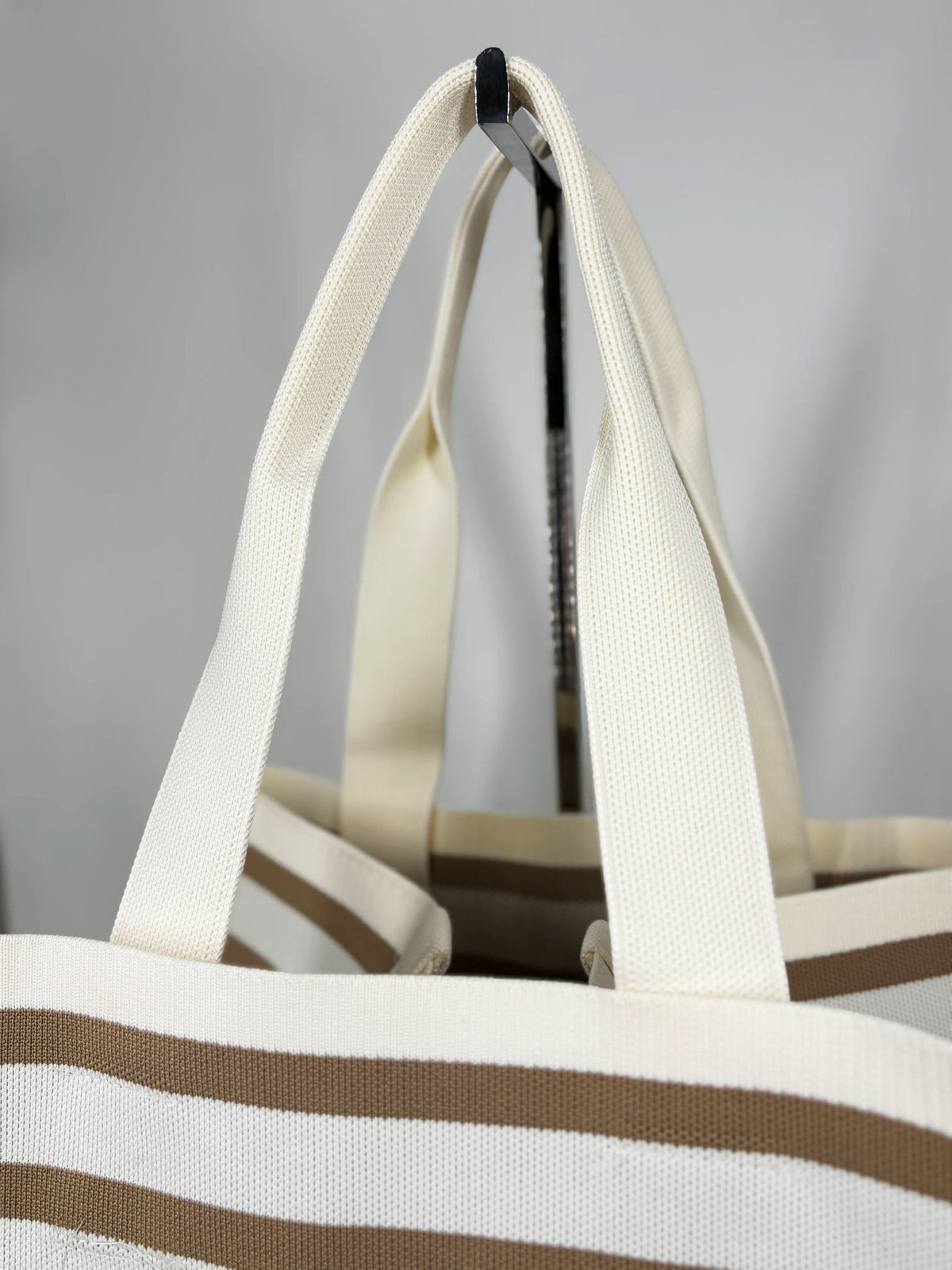Tote Bag Navy Chic a Righe Orizzontali - Beige