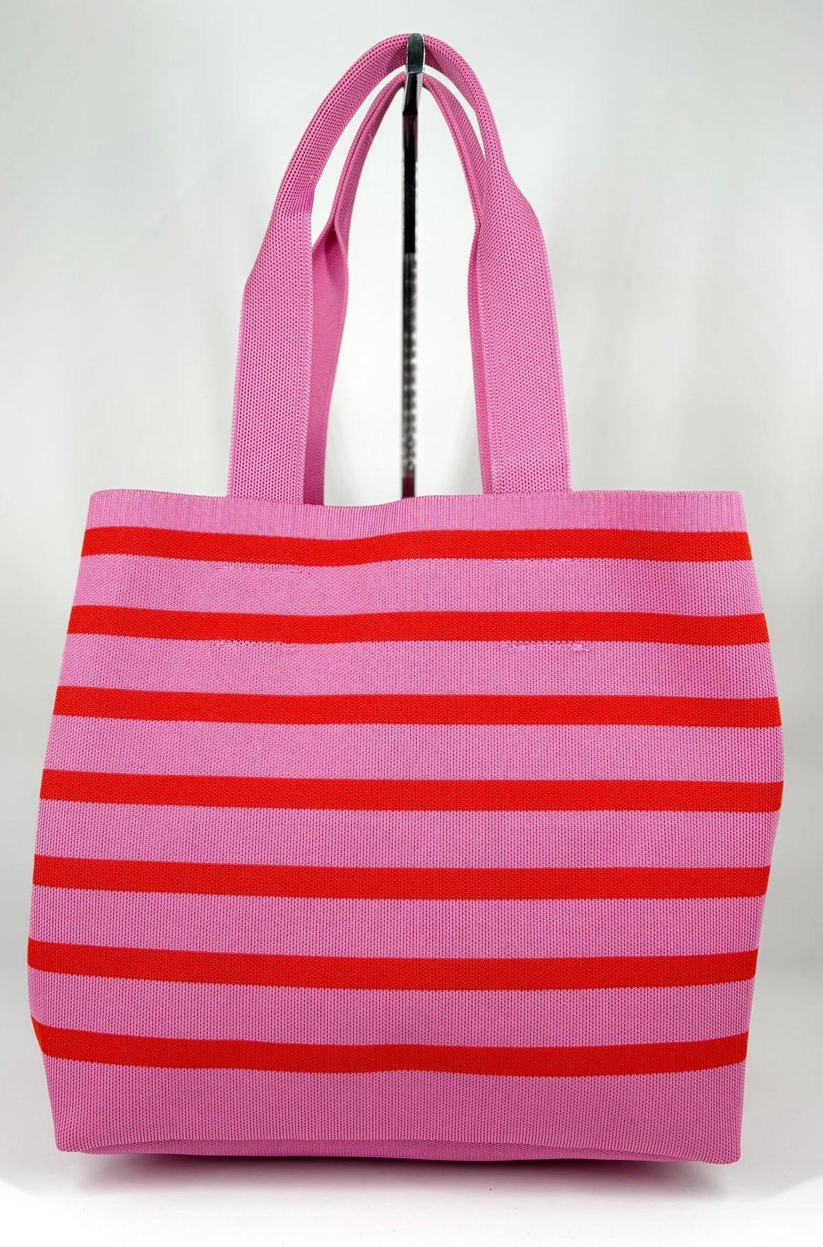 Tote Bag Navy Chic a Righe Orizzontali - Fucsia