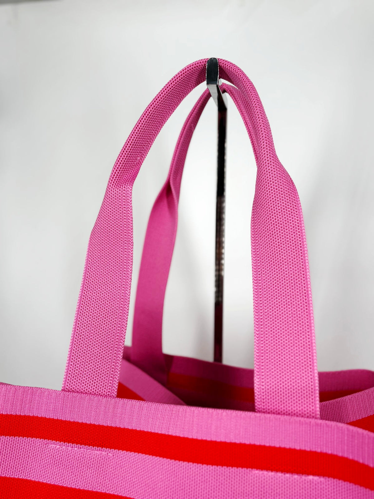 Tote Bag Navy Chic a Righe Orizzontali - Fucsia