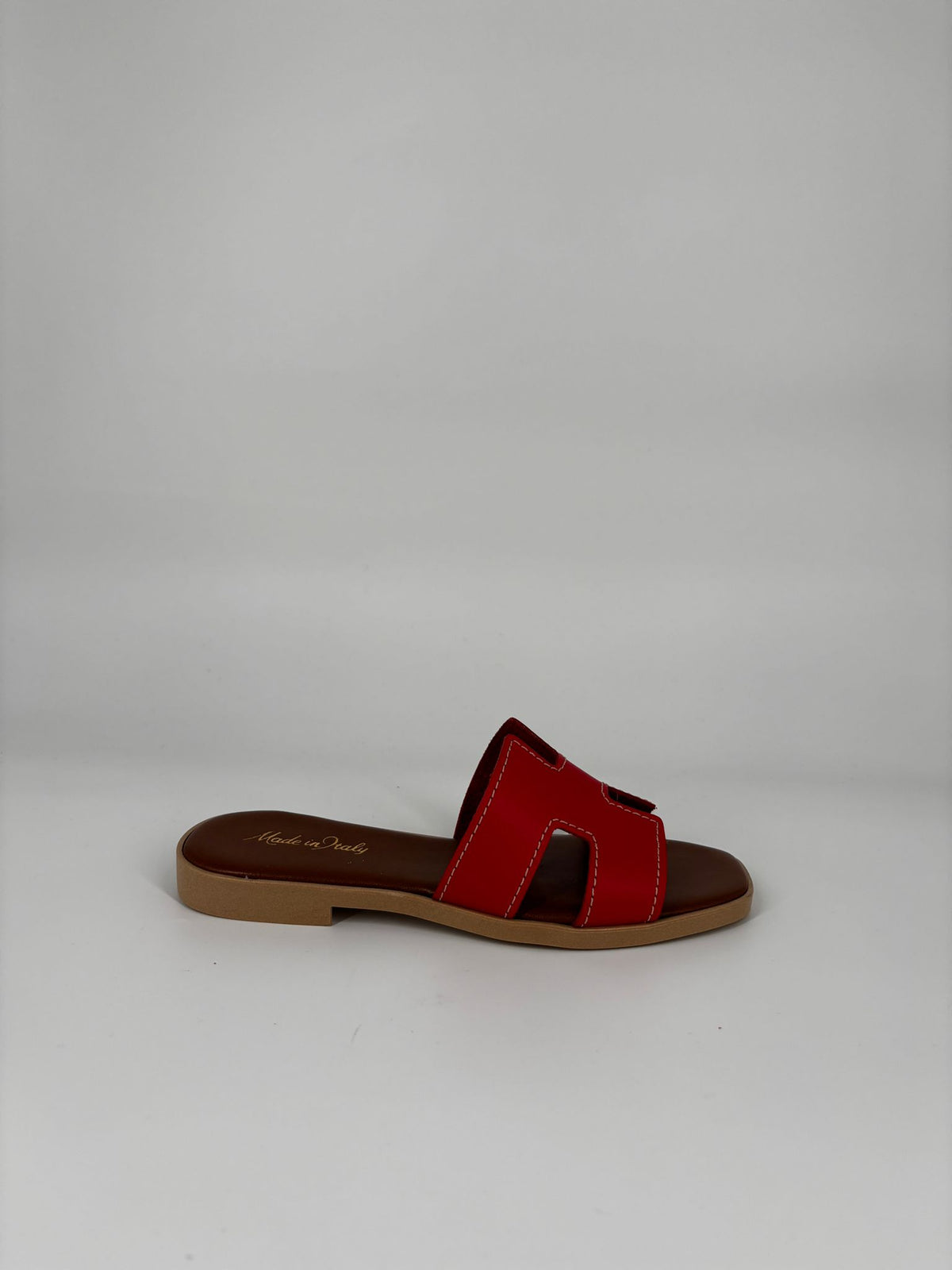 Sandalo Sliders in Pelle - Rosso