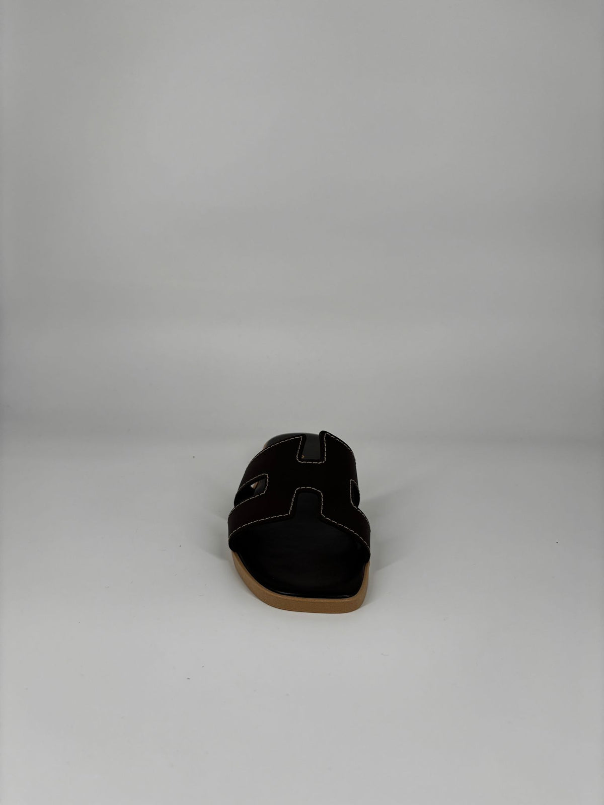 Sandalo sliders in pelle - Testa di moro