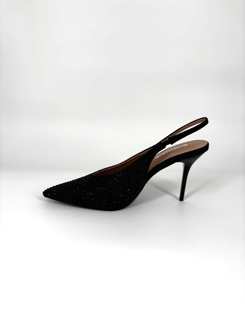 Slingback Gioiello in Micro-Strass – Nera