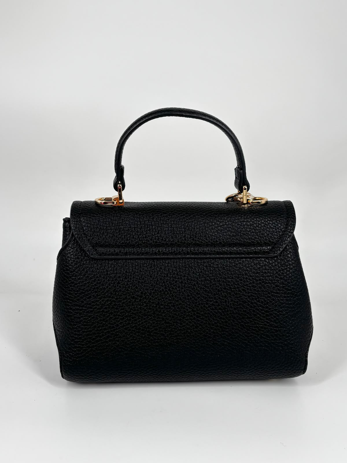 Borsa a Mano in ecpelle Martellata Nero con Chiusura Gioiello