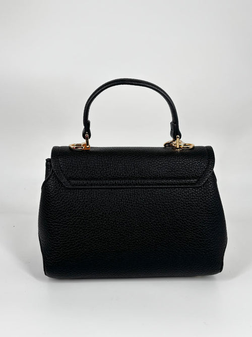 Borsa a Mano in ecpelle Martellata Nero con Chiusura Gioiello
