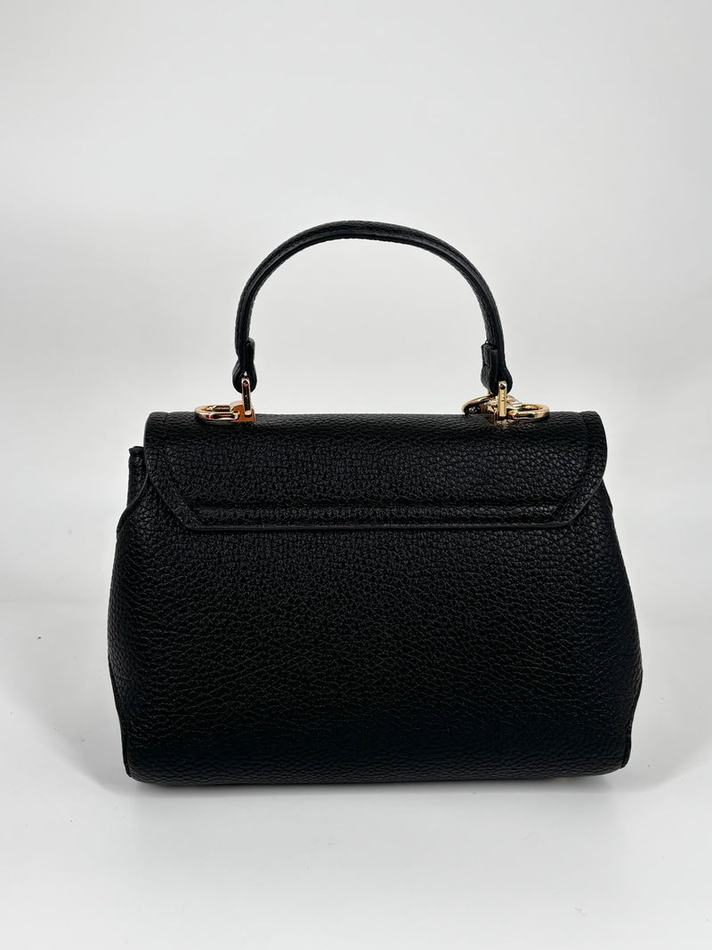 Borsa a Mano in ecpelle Martellata Nero con Chiusura Gioiello