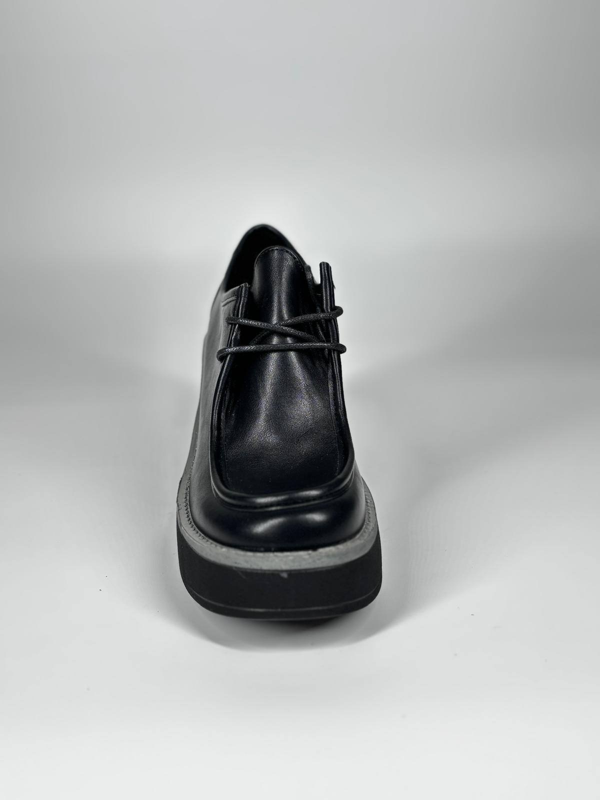 Scarpe Mocassino Platform Tacco Squadrato - Nero