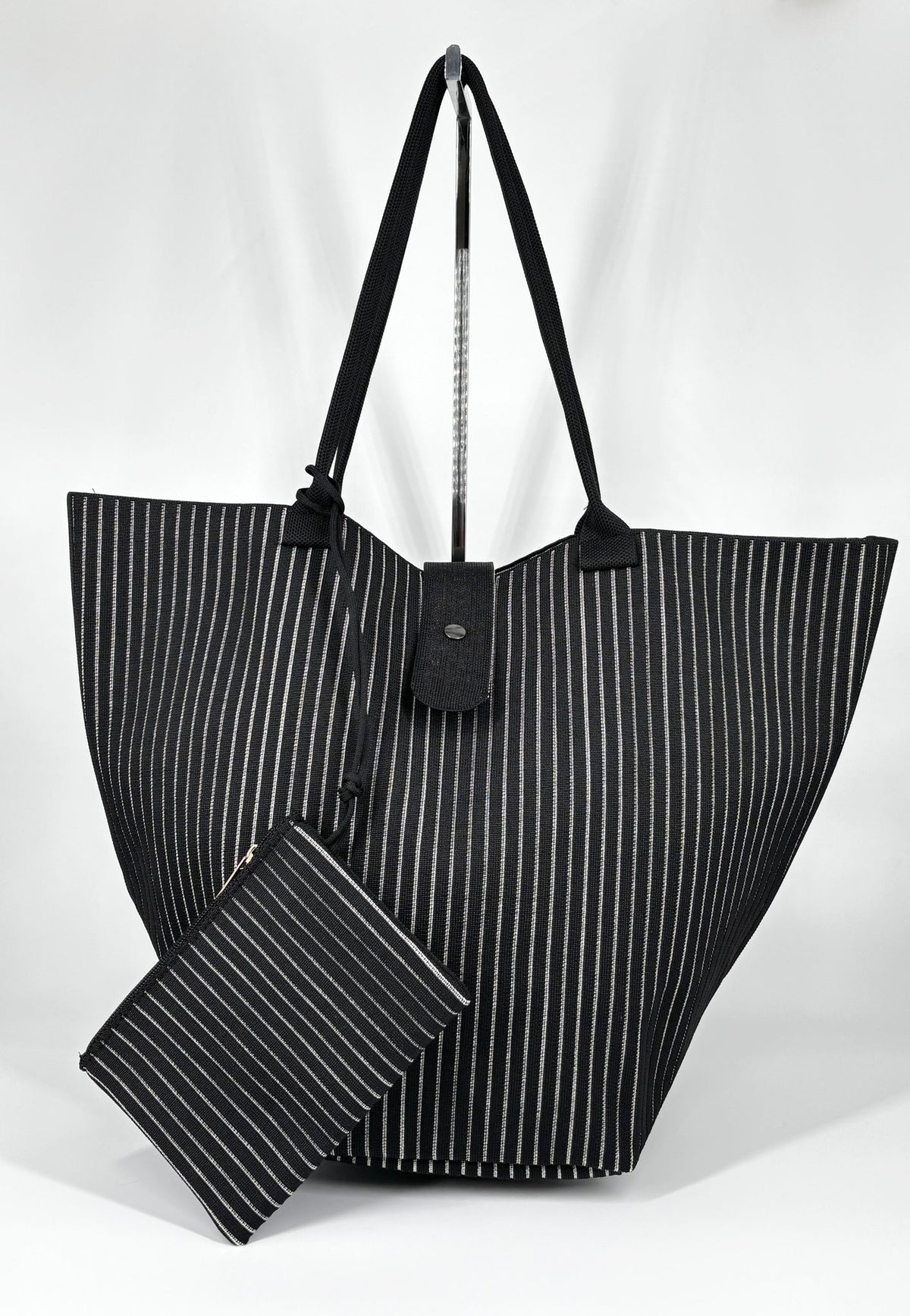 Borsa Maxi a righe - Nera