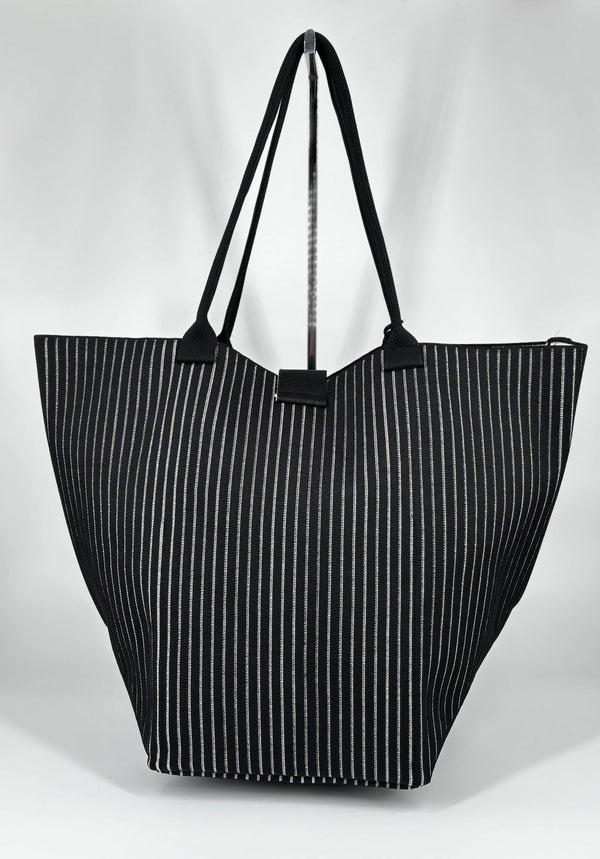 Borsa Maxi a righe - Nera