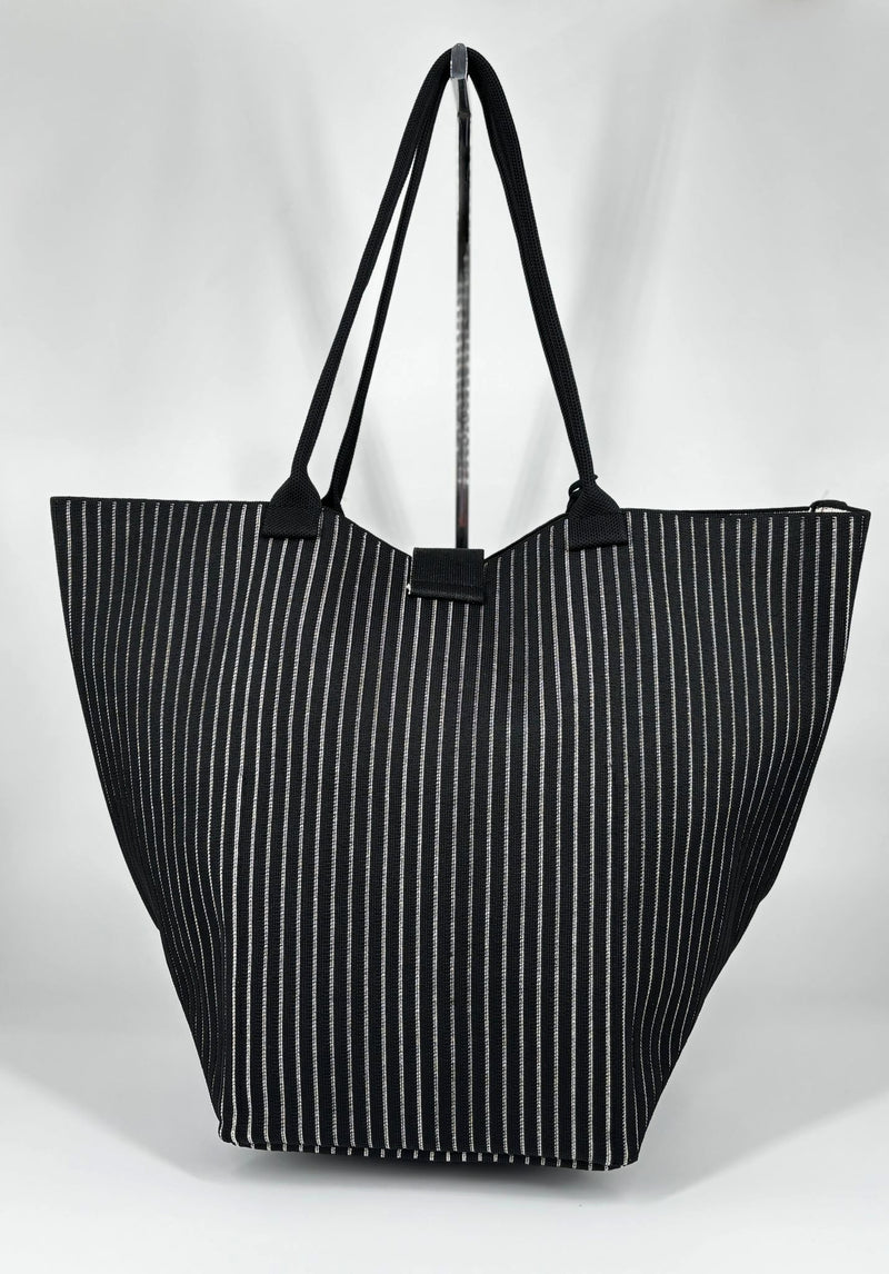 Borsa Maxi a righe - Nera