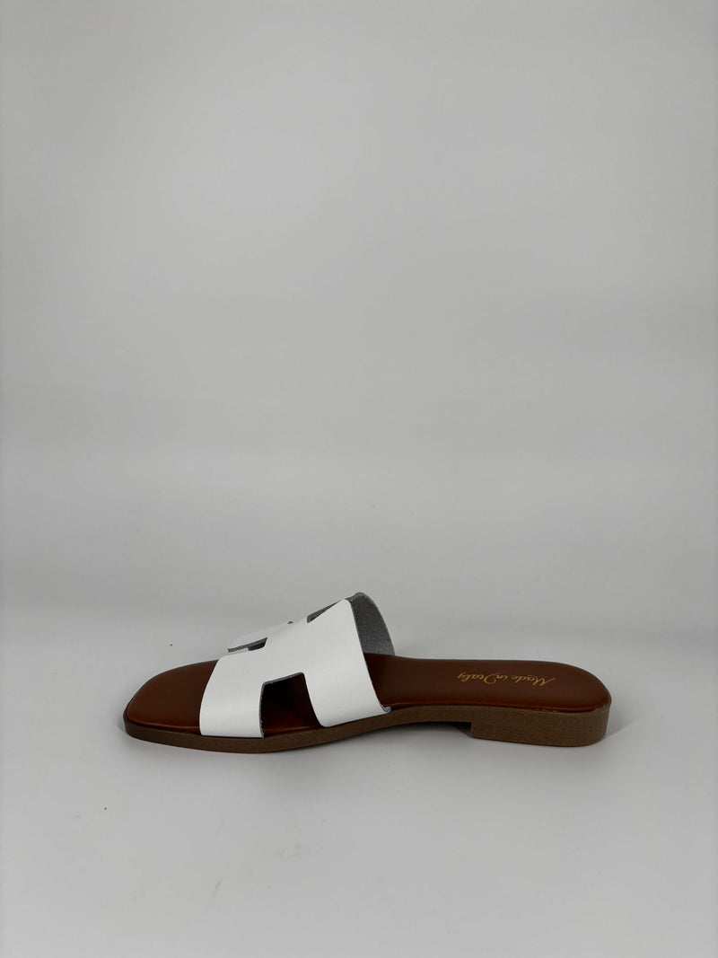 Sandalo sliders in pelle - Bianco