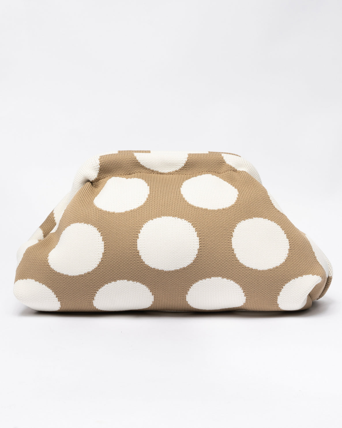 Pochette in Tessuto Morbida Pois - Beige