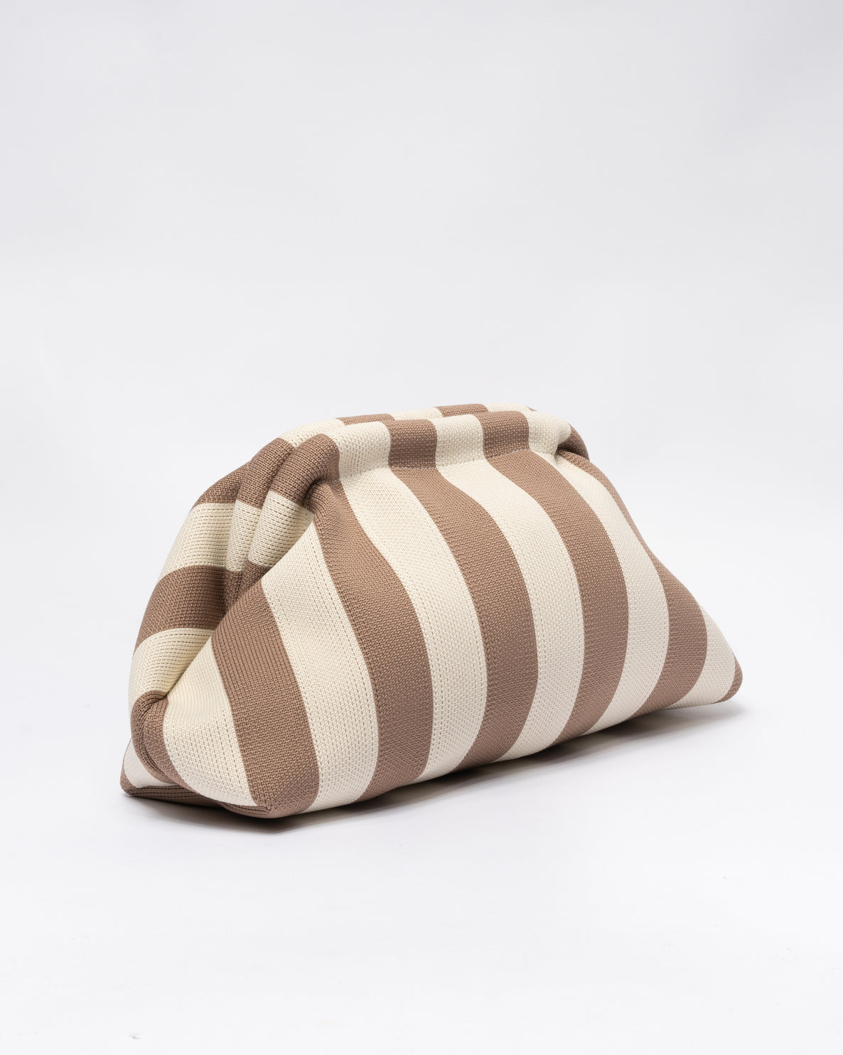 Pochette in Tessuto Morbida a righe - Beige