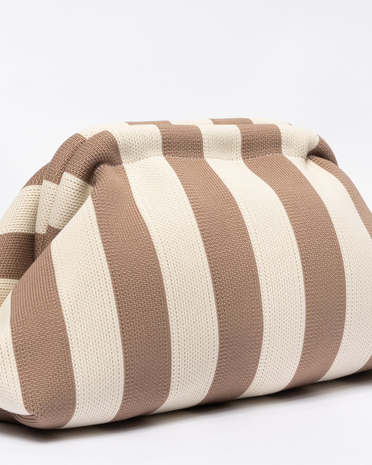 Pochette in Tessuto Morbida a righe - Beige
