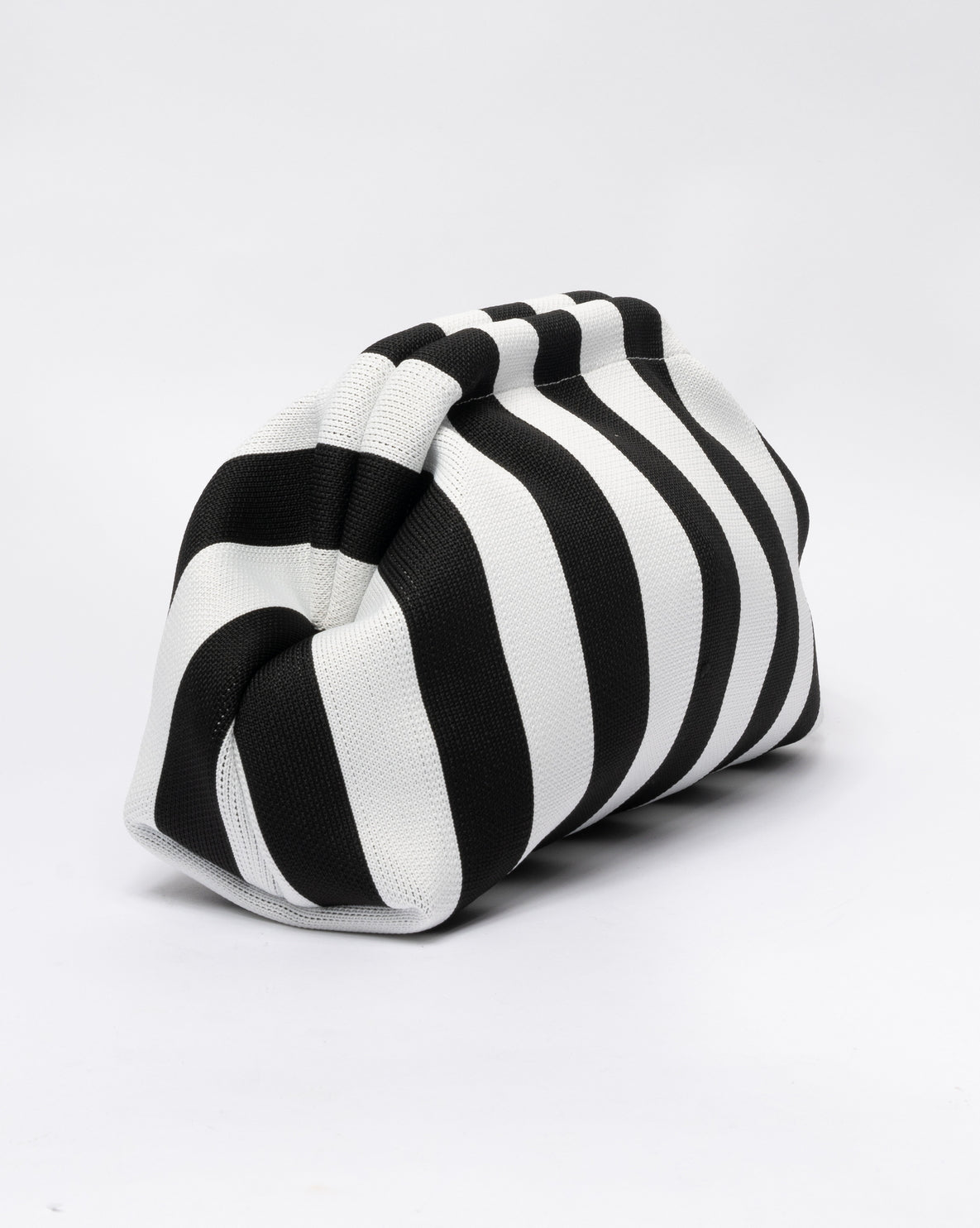 Pochette in Tessuto Morbida a righe - Nera