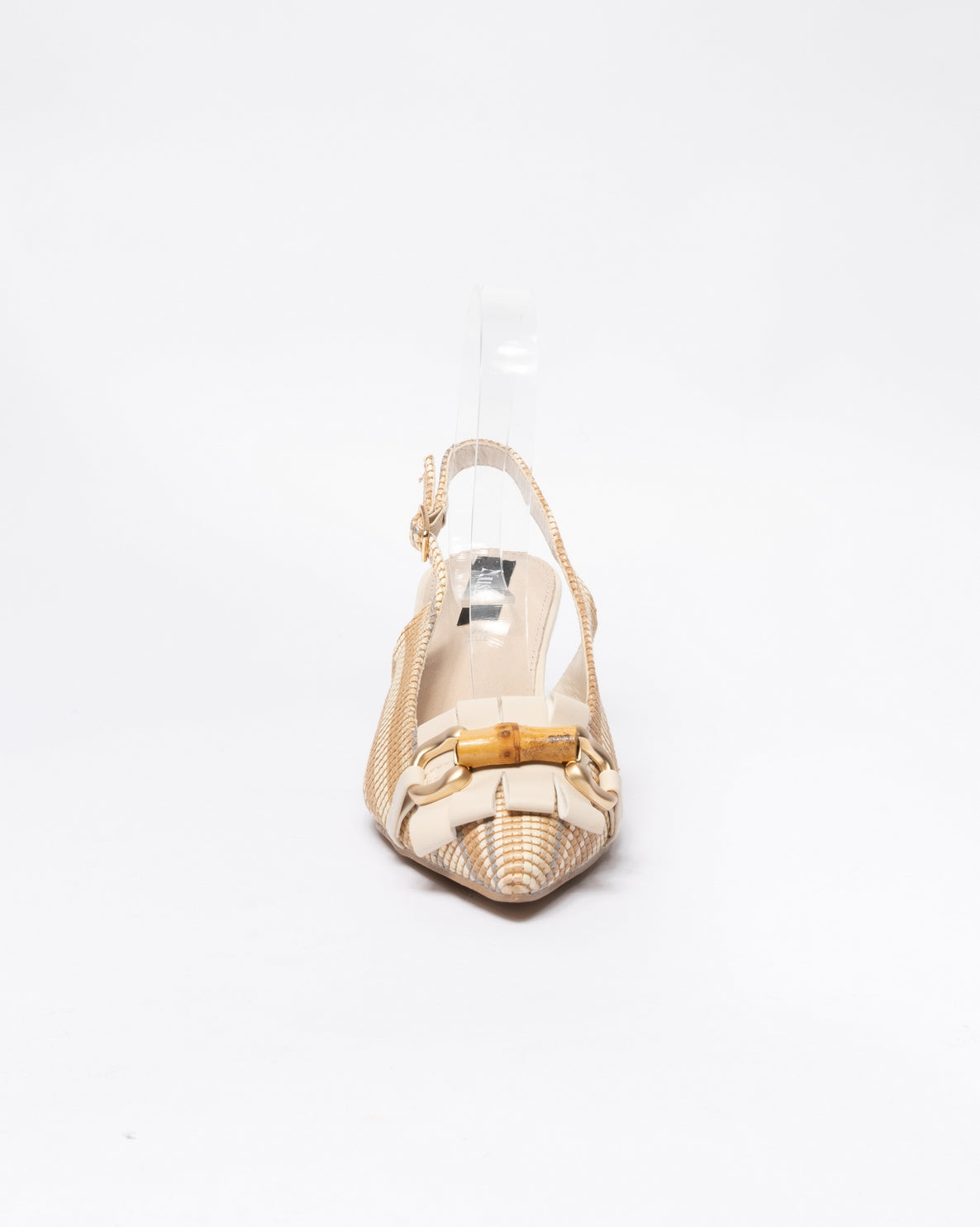 Decolleté Slingback con frange-Beige