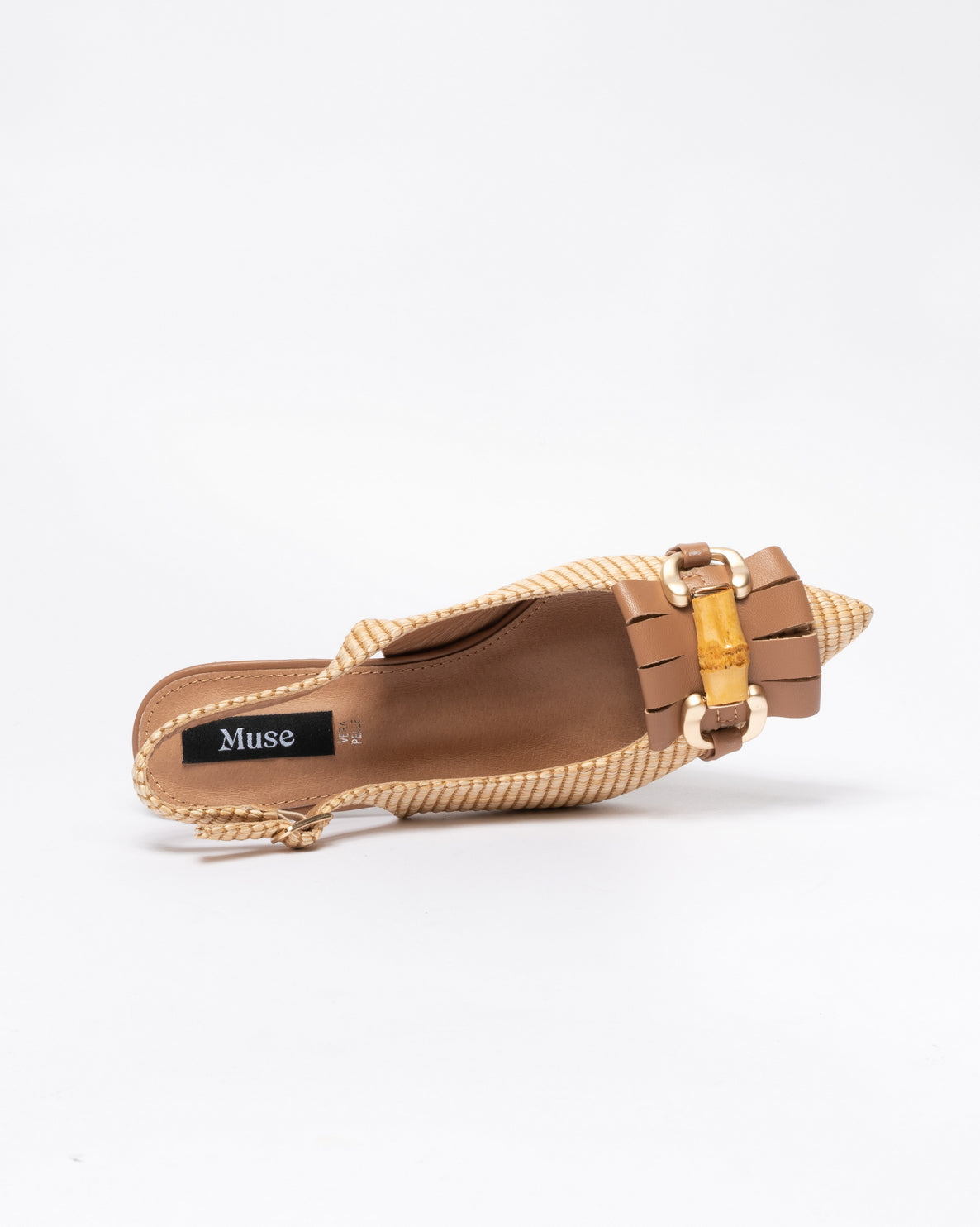 Decolleté Slingback con frange-Marrone