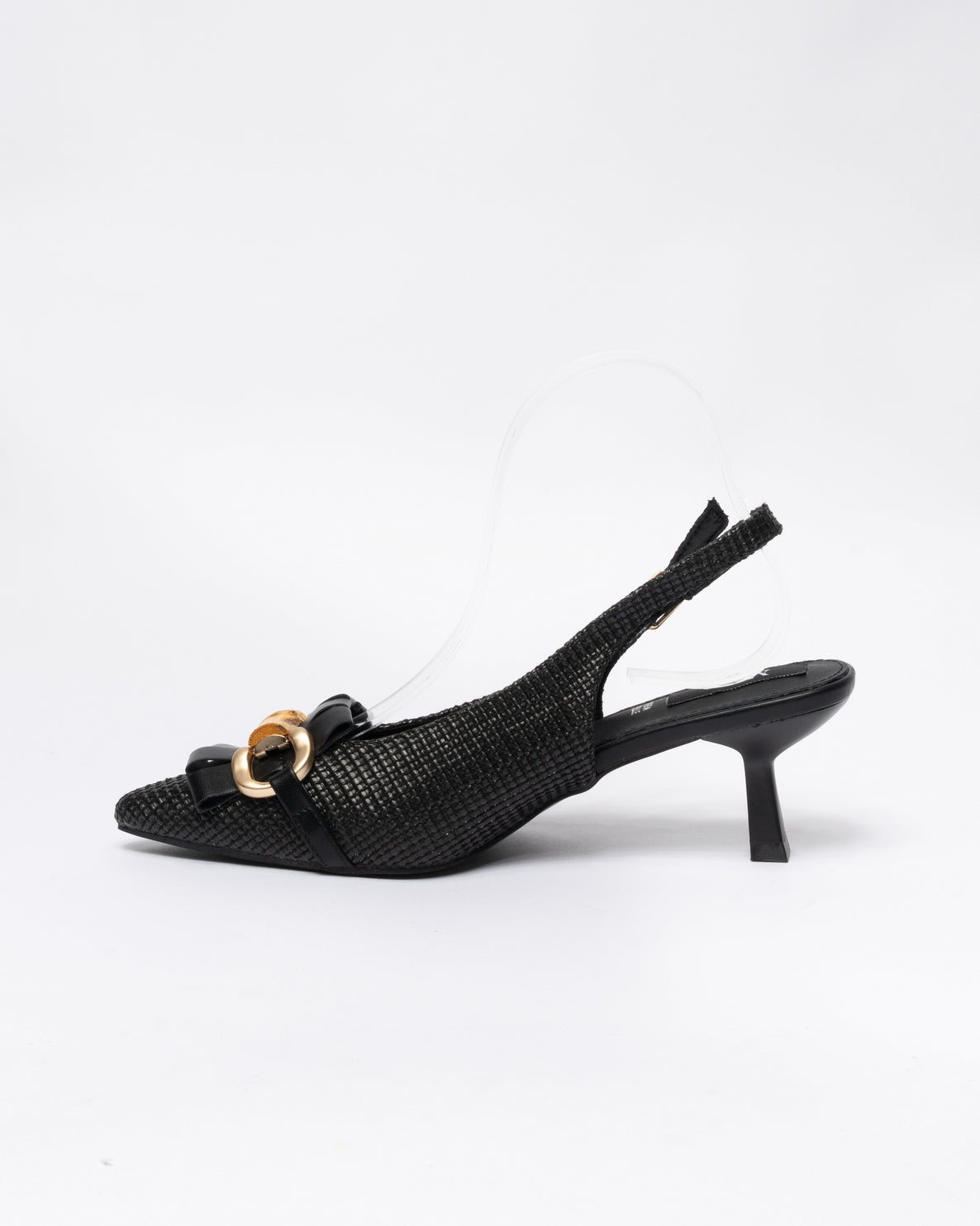Decolleté Slingback con frange-Nero