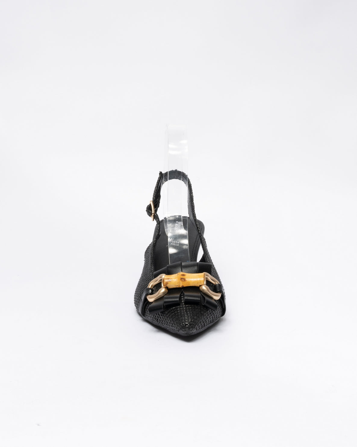 Decolleté Slingback con frange-Nero