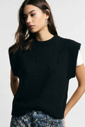 Maglione senza maniche con profili a costine Please - Nero